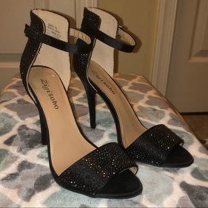 Zigi Soho BLACK RHINESTONE SANDAL HEELS
